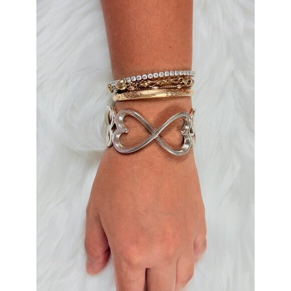 Silver 925 Heart Link Cuff - Picture 5 of 6